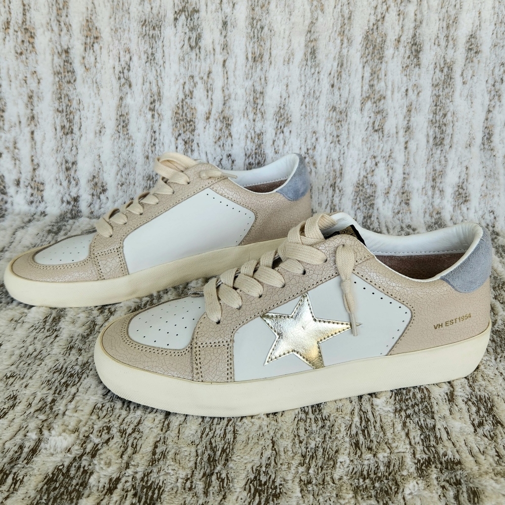 Vintage Havana "Reflex 11" Low Leather Sneakers Gold/Blush | Women's Size 11 - Picture 3 of 13